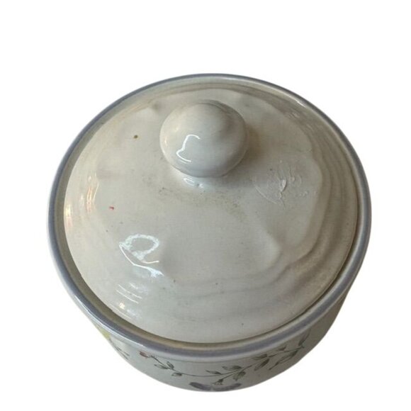 English Garden Stoneware Floral Design Lidded Sugar Bowl Or Small Jar Oven & Mic - Picture 3 of 8